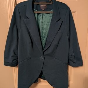 Teal Blazer with Button Closure